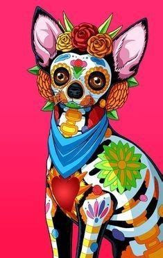 Day Of The Dead Drawing, Day Of The Dead Art, Anubis Tattoo, Chihuahua Art, Sugar Skull Art ...