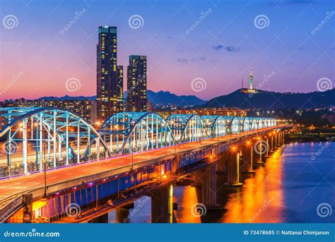 Dongjak Bridge And Han River Park In Seoul, Korea Royalty-Free Stock ...