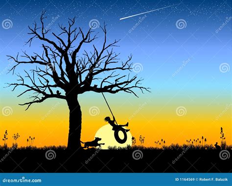 Tire_swing stock vector. Illustration of flowers, bird - 1164569