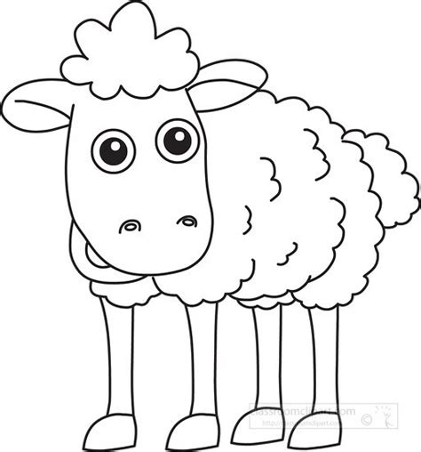 Farm Animal Clipart-sheep cartoon clipart black white outline 914