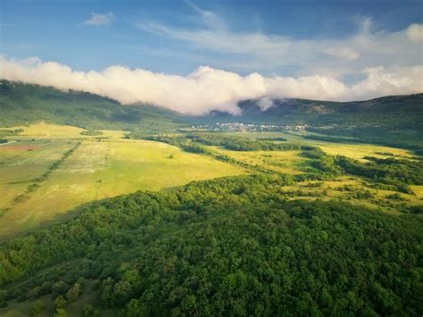 Premium Photo | Scenic aerial view of beautiful landscape of the valley