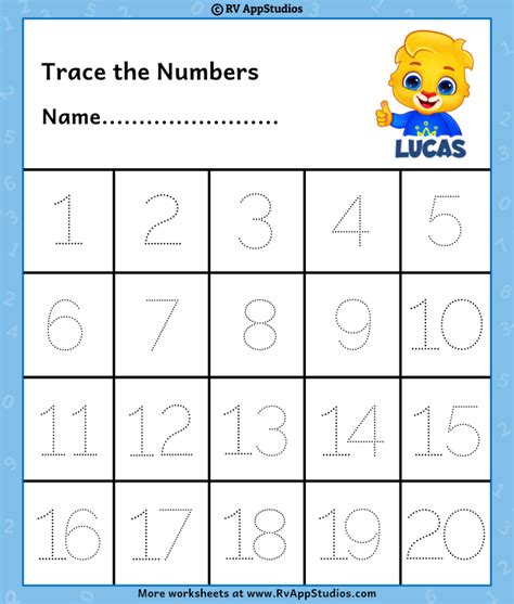 Free Printable Numbers 1 20 Worksheets - PRINTABLE TEMPLATES