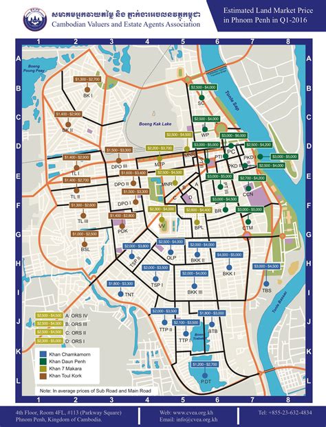 Phnom Penh Land Price Map, Q1 2016