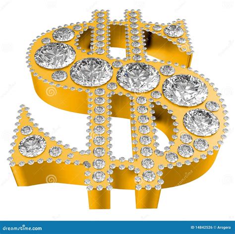 Golden 3D Dollar Symbol Incrusted with Diamonds Stock Illustration ...