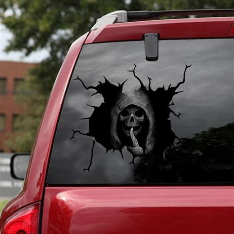 Grin Reaper Decals For Car Window Skull Funny Sticker Death | Etsy