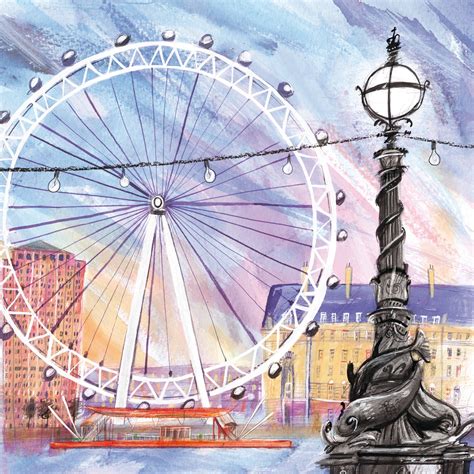 London Eye (LHC22) London Town and City Canvas by Laura Hughes http://www.thewhistlefish.com ...