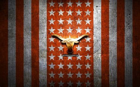 Herunterladen hintergrundbild texas longhorns flagge, ncaa, orange ...