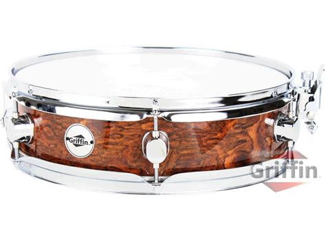 Wood Finish Piccolo Snare Drum Shell 13" x 3.5" Griffin Dark Wood