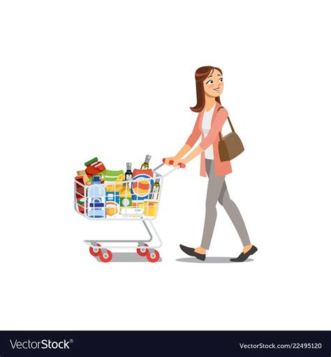 Woman shopping in grocery shop cartoon royalty free vector | Cartoon, Grocery shop, Cartoons vector