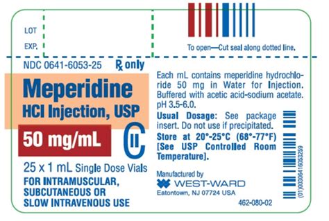 MEPERIDINE HCL 50MG/ML SDV 25X1ML - HIKMA PHARMACEUTICALS USA INC