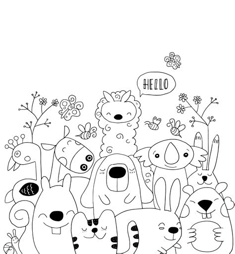 Premium Vector | Vector illustration of doodle cute animal background