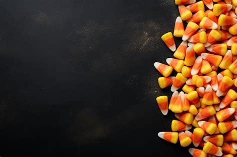 Premium AI Image | Halloween candy corn symbols on textured background with copy space Flat lay ...