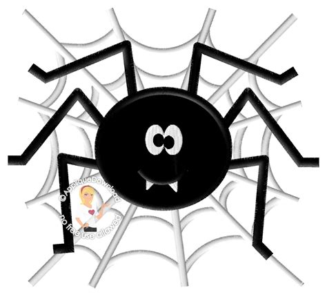 Cute Spider on Web Halloween Applique Design Instant EMAIL