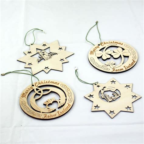 Wooden Christmas Decorations - Totally Irish Gifts set of 4