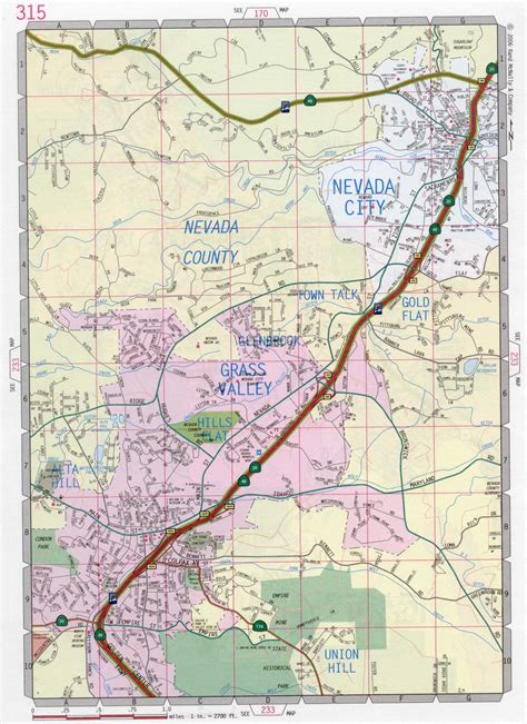 Map of Nevada city, California. Free large detailed road map Navada CA