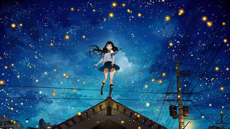 Anime Girl Night Sky Wallpapers - Wallpaper Cave