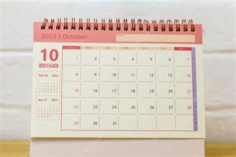 Premium Photo | Desktop calendar for planning for October 2023