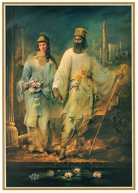 Persian Empire King And Queen Painting by Mike Saadat