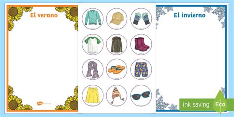 Winter and Summer Clothes Sorting Activity Spanish/Español