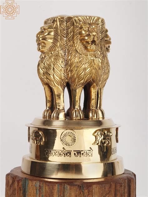 Brass Ashoka Pillar | Indian Emblem | Satyamev Jayate | Exotic India Art