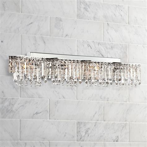 Possini Euro Hanging Crystal 33 3/4" Wide Chrome Bath Light - #U5027 ...