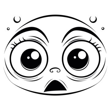 The Black And White Cartoon Of A Sad Face Outline Sketch Drawing Vector ...