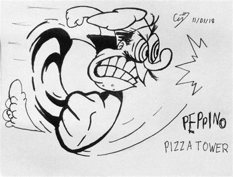 Hand-Drawn Drawings#33: Peppino (Pizza Tower) by TheKidster12 on DeviantArt
