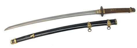 WWII Japanese Naval Kai Gunto sword, 71cm bright steel single edge ...