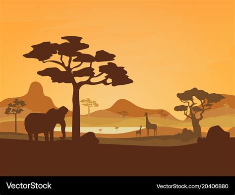 Cartoon african savannah card poster Royalty Free Vector