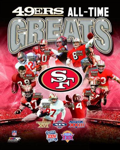 San Francisco 49ers "All-Time Greats" (11 Legends, 5 Super Bowls) Prem – Sports Poster Warehouse