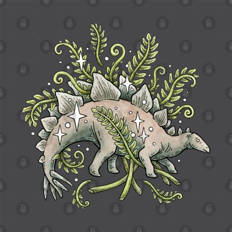 Stegosaurus + Ferns Botanical Dinosaur - Dinosaur - T-Shirt | TeePublic