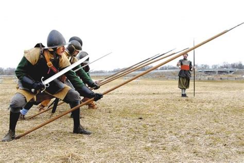 Pike Drill, Charge for Horse position. 16th/17th Century Pikeman kit ...