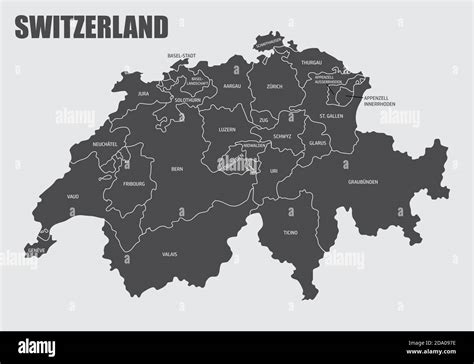 Switzerland cantons map Stock Vector Image & Art - Alamy