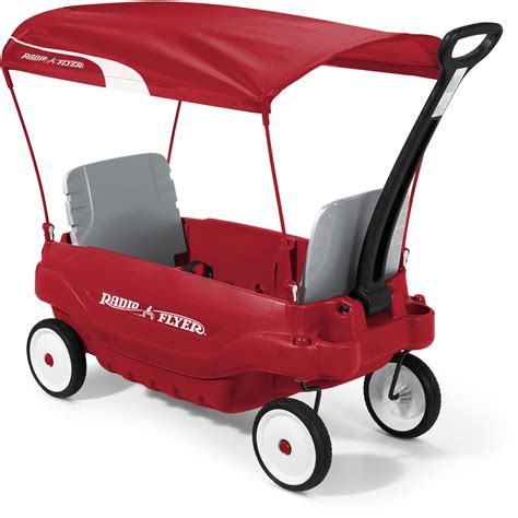 Radio Flyer, Deluxe Family Wagon with Canopy, Folding Seats, Red ...