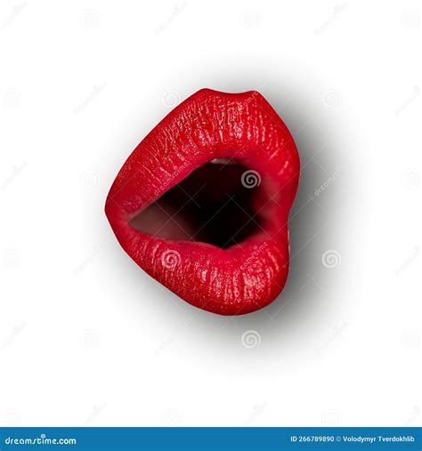 Open Mouth. Female Lips on White Isolated Background, Clipping Path. Woman Mouth with Red Lip ...