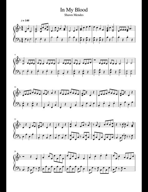 Shawn Mendes - In My Blood sheet music for Piano download free in PDF ...