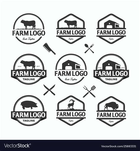 Farmers market logos templates objects set Vector Image