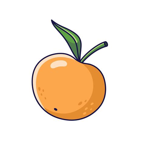 Cute orange Mandarin. Vector hand drawn cartoon icon illustration. Mandarin in doodle style ...