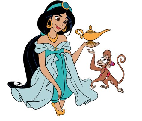 Princess Jasmine and Abu with the Magic Lamp | Princess jasmine, Disney ...