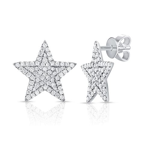 AJ-PJE4957WG - 14k White Gold Large Diamond Star Earrings