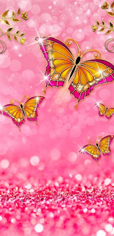 Download Kaleidoscope Pink Glitter Butterfly Wallpaper | Wallpapers.com