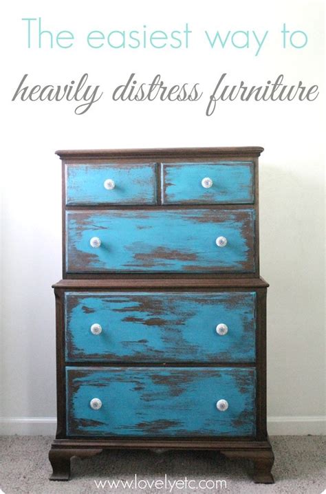 The easiest way to heavily distress furniture - Lovely Etc.