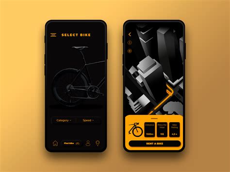 Bike rent app {dark theme} by KENPACH1 on Dribbble