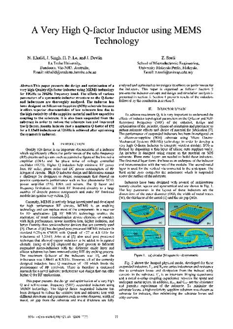 (PDF) A very high Q-factor inductor using MEMS technology | Hai Le - Academia.edu