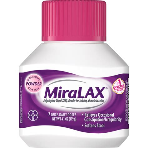 MiraLAX Osmotic Laxative, Unflavored, Powder (4.1 oz) - Instacart