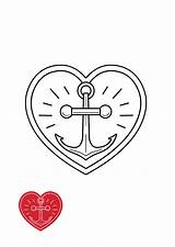 Free Anchor Heart Coloring Page Template To Edit Online sketch template