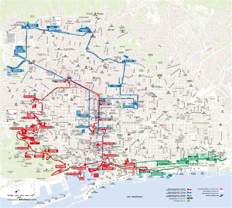 Map of Barcelona tourist attractions, sightseeing & tourist tour