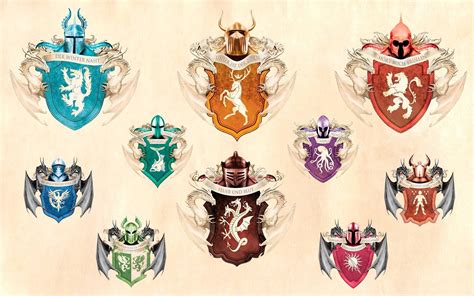 Coat of arms from for the key Game of Thrones houses (though in German ...