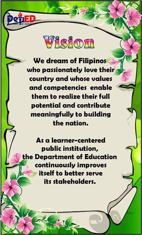 Teacher Fun Files: DepED Vision, Mission, Core Values Free Layout