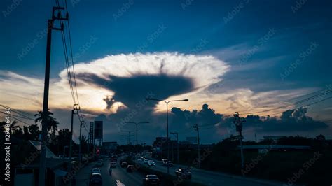 Cloud in Tornado shape .Nature phenomenon concept background. Climate change . beautiful ...